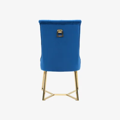 The Range Ambra Modern Velvet Dining Chair with Gold Legs, Ring Handle Tufted Accent - Green