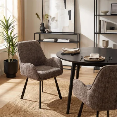 The Range FWStyle Pack of 2 Dining Chairs Grey or Brown 360 Swivel UKFR - Brown