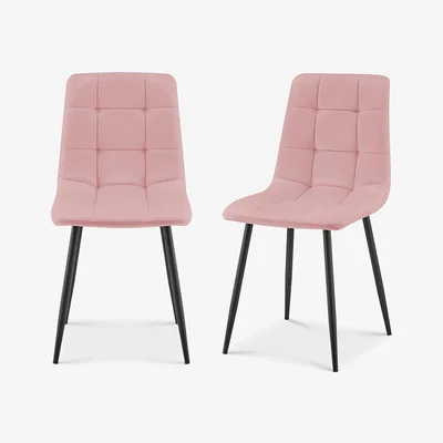 The Range Zurich Embossed Velvet Dining Chair - Pink / 2