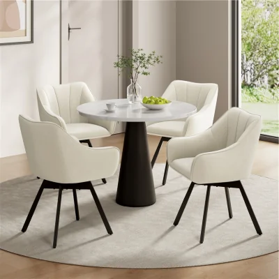 The Range Yaheetech Modern Swivel Velvet Dining Chair for Kitchen Living Room - Beige