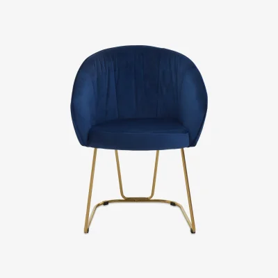 The Range Veneto Midnight Velvet Curved Dining Chair - Blue
