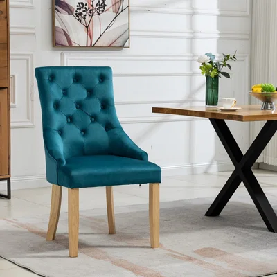 The Range Set of 2 Ravenna Velvet Dining Chairs - Teal
