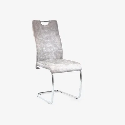 The Range Pair of Talia Handle Back Suede Effect Light Grey Dining Chair - Light Grey
