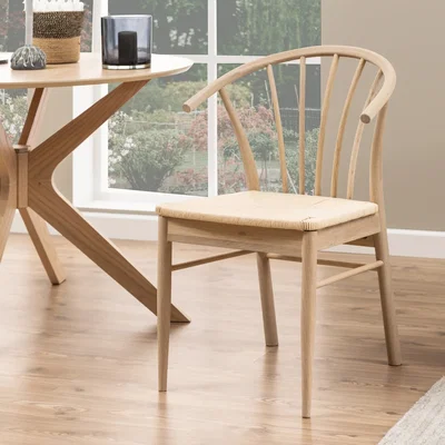 The Range Cassandra Dining Chair with Armrest in White Oak Set of 2 - White Oak