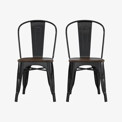 The Range Fusion metal dining chair, 2 pieces - Black