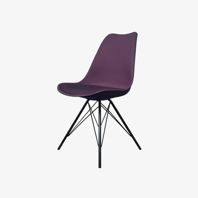The Range Soho Plastic Dining Chair with Metal Legs - Aubergine