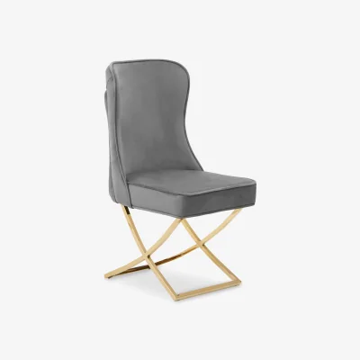 The Range Belle Grey Velvet Dining Chair with Tufted Button Back - Grey