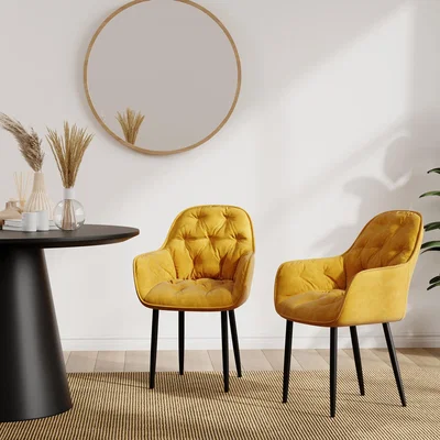 The Range Set Of 6 Anika Modern Velvet Dining Chairs - Mustard
