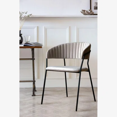 Rockett St George Curved Back Velvet Dining Chair In Mink Grey