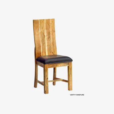 The Range Industrial Acacia Wood High Back Dining Chairs Set of 2 - Natural