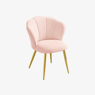 The Range VASAGLE Velvet Dining Chair, Petal Backrest Vanity Seat - Pink