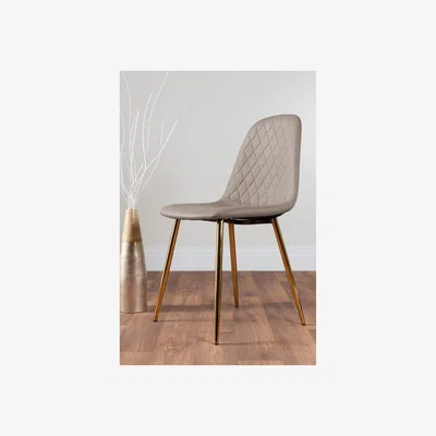 The Range 2x Corona Gold Leg Faux Leather Dining Chair - Yellow
