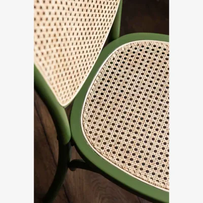 Rockett St George Set of 2 Chez Pitou Wood & Woven Cane Dining Chairs in Green