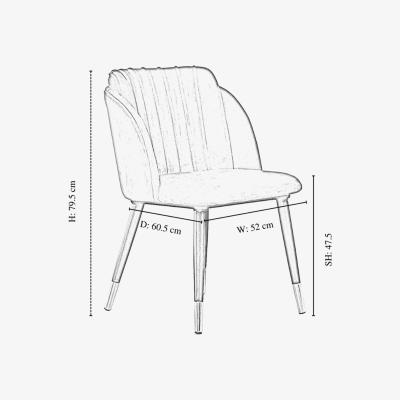 The Range Milano Velvet Dining Chairs Set of 4 - Black / Silver End Caps