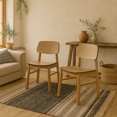The Range Quietwood Oak Dining Chairs, Set of 2, Matt Oak Look, Scandinavian Style - Natural