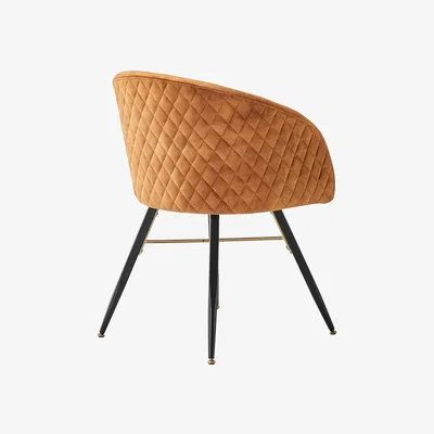The Range Life Interiors EVA - Dining Chair - Velvet Fabric Finish - Black and Gold Stainless Steel Legs - Brown