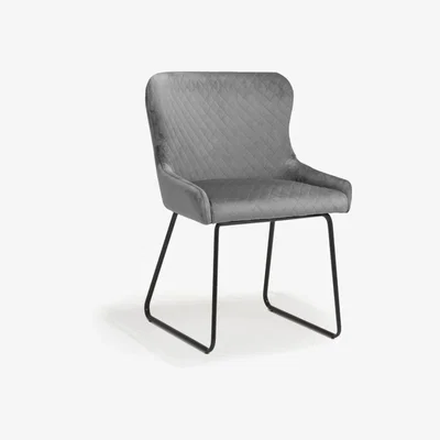 The Range Pair Of Galway Brushed Velvet Grey Dining Chair