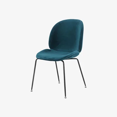 The Range Luxurious Velvet Dining Chair with Black Metal Legs - Teal