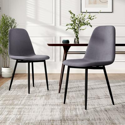 The Range Set of 2 Upholstered Velvet Dining Chairs with Slim Legs - Grey