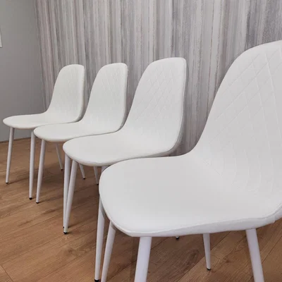 The Range Dining Chairs Set Of 4 White Soft Padded Seat Stitched Faux Leather Chairs - White