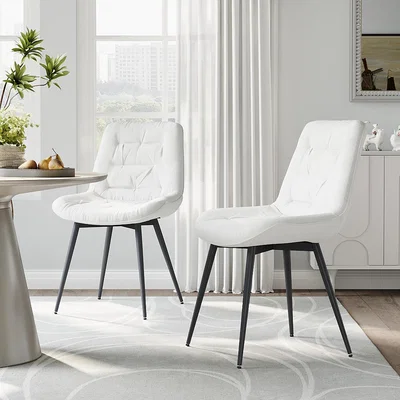 The Range Velvet Fabric Upholstered Dining Chair - White