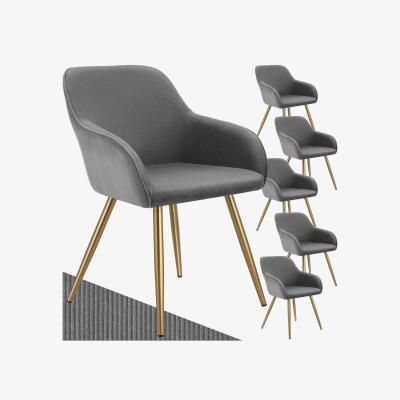 The Range Dining Chair Scandi - Padded Boucle Cover, High Backrest - Grey & Gold / 6 / 82cm