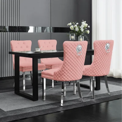 The Range Set of 2 Luxury Velvet Door Knocker Dining Chair - Pink