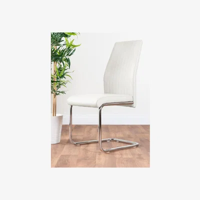 The Range 2x Lorenzo Faux Leather Chrome Dining Chairs - White