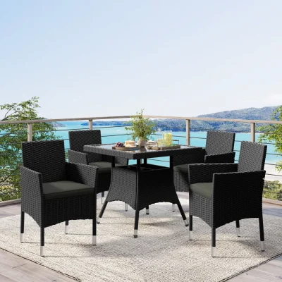 The Range Yaheetech Rattan Patio Dining Chairs (Set of 2) - Black