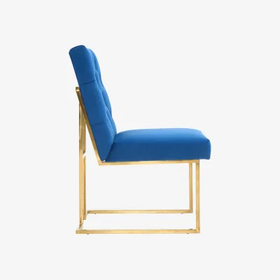 The Range Siena Luxury Tufted Velvet Dining Chairs with Gold Frame  Legs Upholstered - Blue