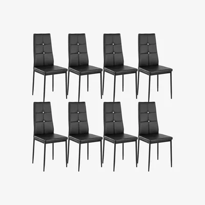 The Range Set Of 8 Dining Chairs With Rhinestone - Black