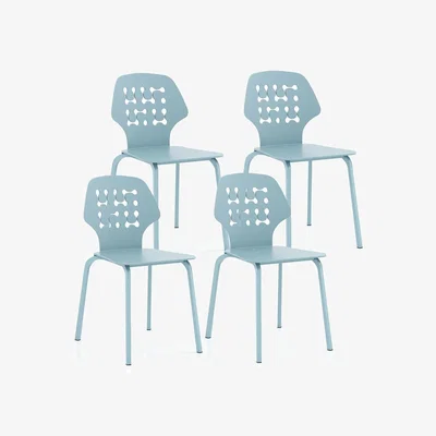 The Range Costway Metal Armless Dining Chairs Set of 4 - Blue