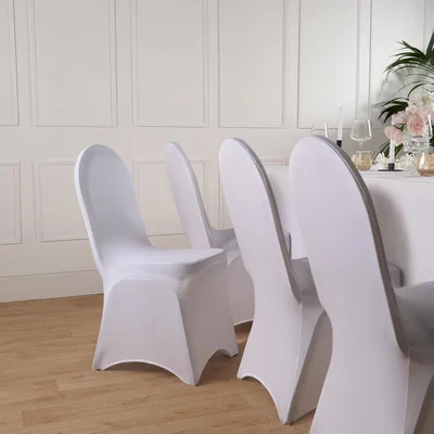 The Range OHS Elastic Stretch High Back Wedding Banquet Dining Chair Protector Cover - White