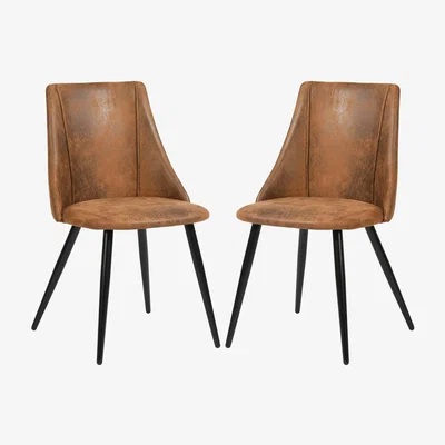 The Range Smeg Set of 2 Dining Scandinavian Style  - Suede Brown