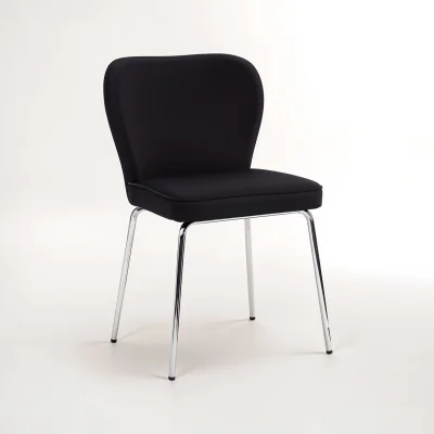 The Range Tamzin Curved Black Chrome Finish Dining Chair - Black