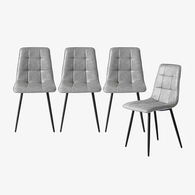 The Range Faux Leather Dining Chairs Set of 4  - Grey