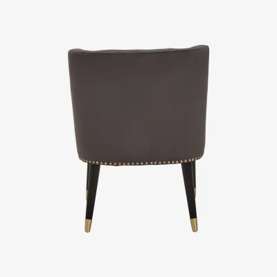 The Range Doucet Grey Velvet Dining Chair With Black Legs - Grey