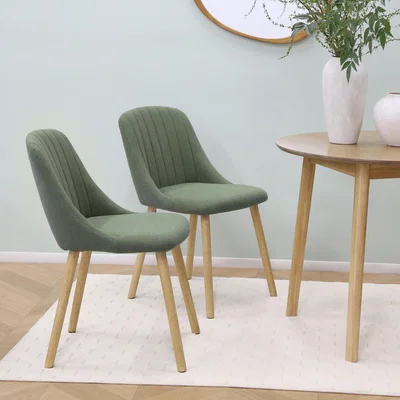 The Range Premium Textured Linen Emilia Dining Chairs - Green