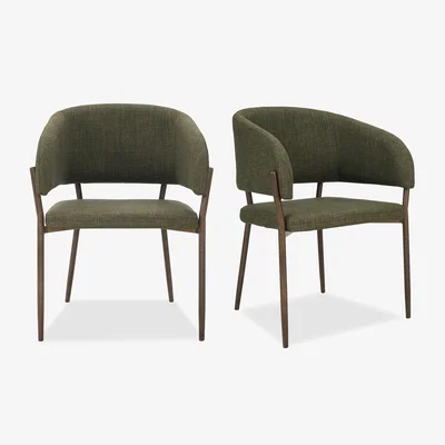 The Range Oxford Upholstered Dining Chairs Set of 2 - Green / 2