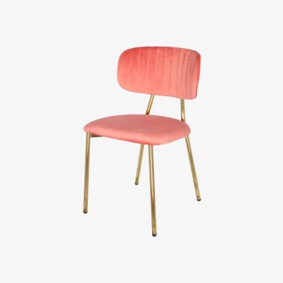 Rockett St George Coral Pink Velvet Dining Chair With Gold Legs
