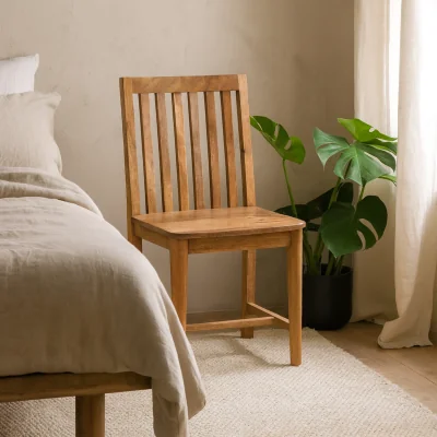 The Range Wyld Haus Verona Solid Mango Wood Dining Chair in Oak Finish - Brown