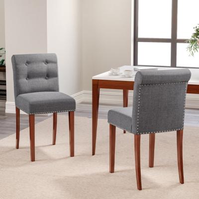 The Range Set of 2 Contemporary Buttoned Accent Dining Chair Studded Rim - Grey