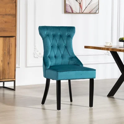 The Range Genola Velvet Fabric Dining Chairs - Set of 2 - Teal