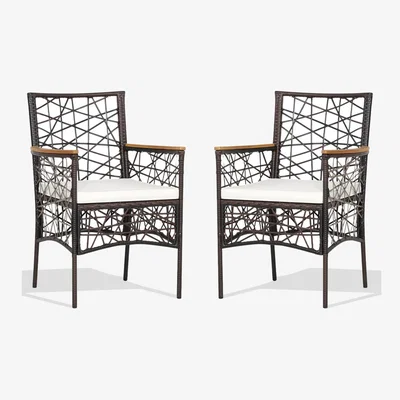 The Range 2 Pcs Patio PE Rattan Dining Chairs - Brown