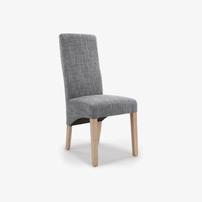 The Range Pair of Baxter Wave Back Tweed Grey Dining Chairs - Tweed Grey