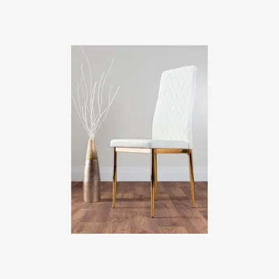 The Range 4x Milan Hatched Faux Leather Dining Chairs - White
