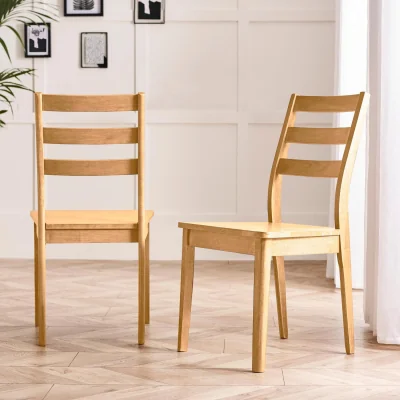 The Range Lynton 2x Solid Wood Dining Chairs - Oak