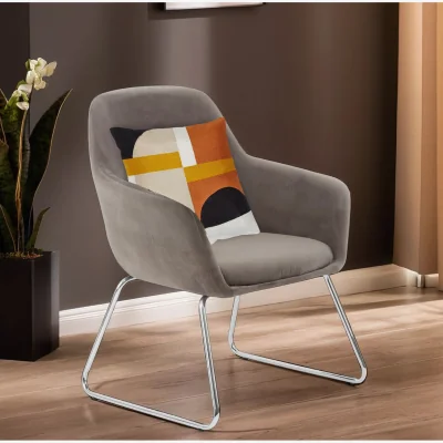 The Range Stockholm Grey Velvet Dining Chair with Chrome Legs - Grey