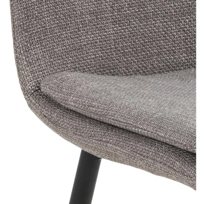 The Range Wyld Haus Set of 4 Mosslight Grey Upholstered Dining Chairs with Black Metal Legs - Grey