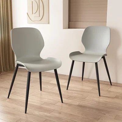 The Range Pair of Carnaby Kitchen Dining Chairs Plastic Seat With Metal Legs - Grey